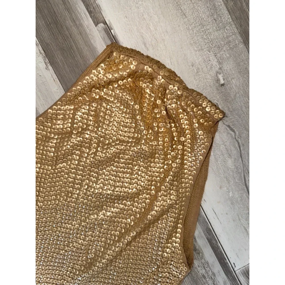 MICHAEL Michael Kors One Shoulder Dress Womens Gold Sequin Cocktail Mini Large
